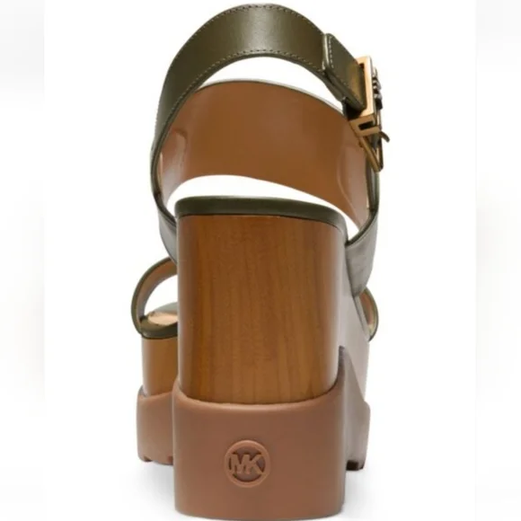 Michael Kors Rhett Platform Lug Sole Green Cushioned Dress Sandals -7.5 - Picture 3 of 7